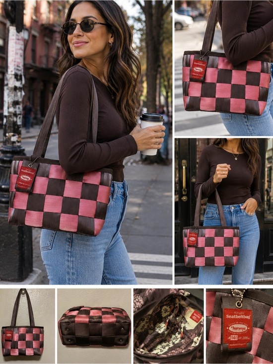 Harveys Handbags - Harveys Seatbelt Bag Pink Brown Woven Tote Limited Edition 40/200